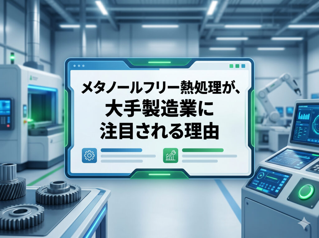 メタノールフリー熱処理とは？メタノール不要の浸炭技術に大手製造業が注目する理由とは？