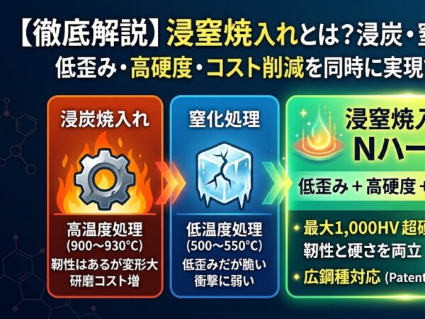 浸窒焼入れとは？浸炭・窒化との違いと、低歪み・高硬度・コスト削減を同時に実現する仕組みを解説 | 熱処理技術ナビ