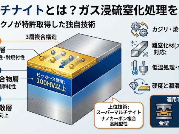 マルチナイトとは？日本テクノが特許取得したガス浸硫窒化処理の特徴・構造・適用事例を解説！ | 熱処理技術ナビ